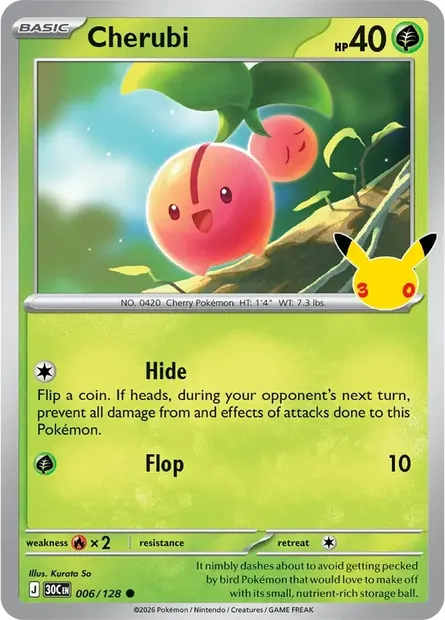 Cherubi, Pokémon card 30C 006 — 30th Celebration set