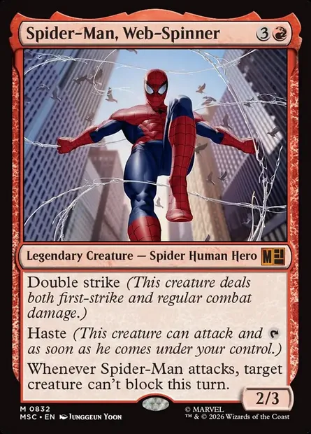 Spider-Man, Web-Spinner, Magic card MSC 832 — Marvel Super Heroes Commander set