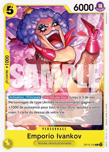 Emporio Ivankov, carte One Piece OP10-102 — extension SANG ROYAL