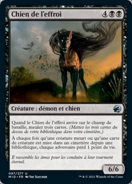 Chien de l'effroi, carte Magic MID 97 — extension Innistrad : chasse de minuit