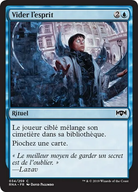 Vider l'esprit, carte Magic RNA 34 — extension L'allégeance de Ravnica
