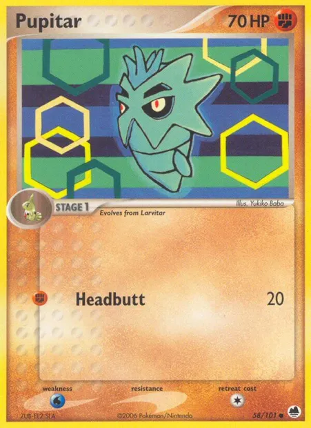 Pupitar, Pokémon card DF 58 — Dragon Frontiers set