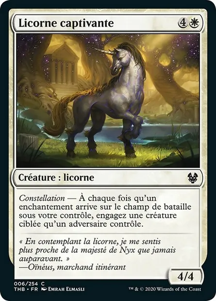 Licorne captivante, carte Magic THB 6 — extension Theros Beyond Death