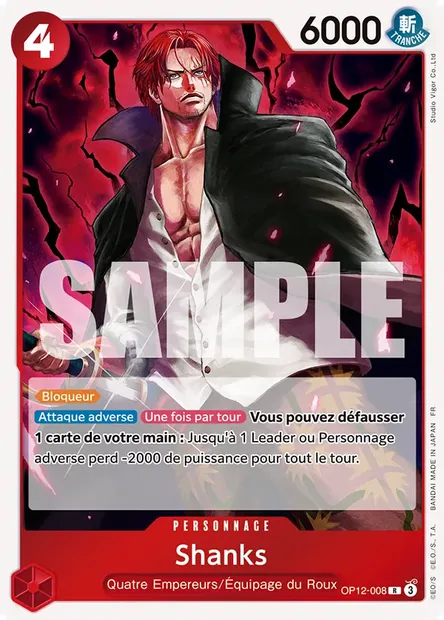 Shanks, carte One Piece OP12-008 — extension L'HÉRITAGE DU MAÎTRE