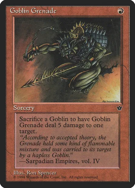Goblin Grenade, Magic card FEM 56a — Fallen Empires set