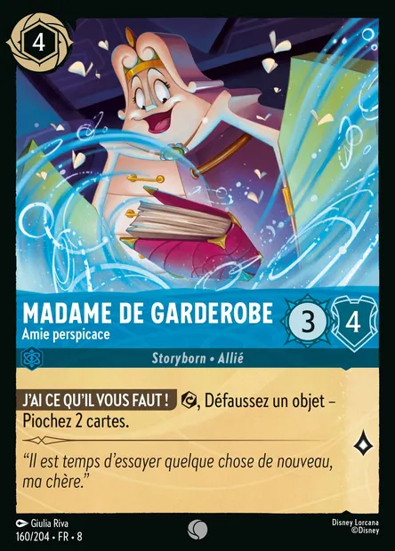 Madame De Garderobe - Amie perspicace, carte Disney Lorcana CH8-160 — extension Le Règne de Jafar