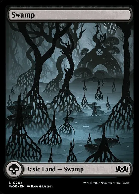 Swamp, Magic card WOE 264 — Wilds of Eldraine set