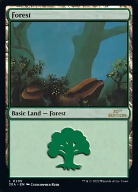 Forest, Magic card 30A 295 — 30th Anniversary Edition set