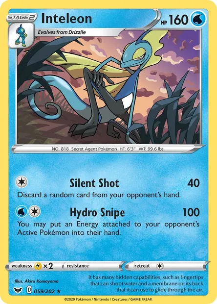 Inteleon, Pokémon card SSH 59 — Sword & Shield set