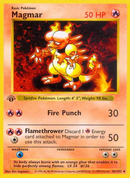 Magmar, Pokémon card BS 36 — Base Set set
