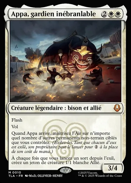Appa, gardien inébranlable, carte Magic TLA 10 — extension Avatar: The Last Airbender