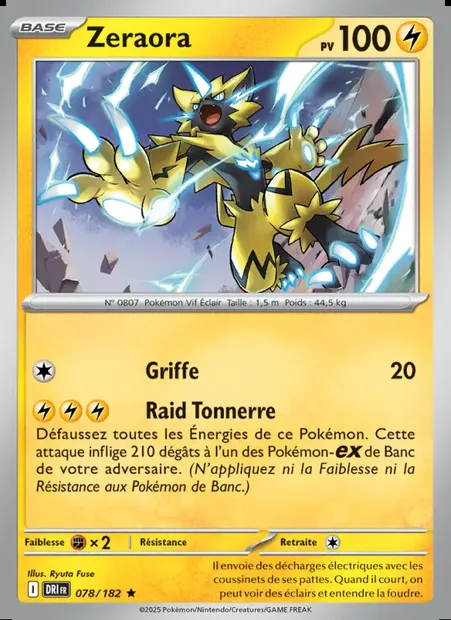 Zeraora, carte Pokémon DRI 078 — extension Rivalités Destinées