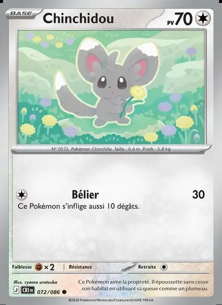 Chinchidou, carte Pokémon CRI 072 — extension Chaos Ascendant