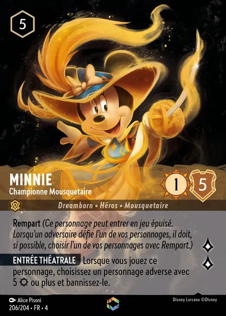 Minnie - Championne Mousquetaire, carte Disney Lorcana CH4-206 — extension Le Retour d'Ursula