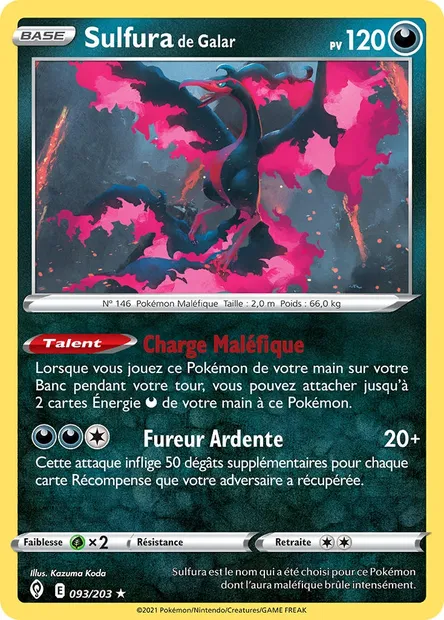 Sulfura de Galar, carte Pokémon EVS 93 — extension Évolution Céleste