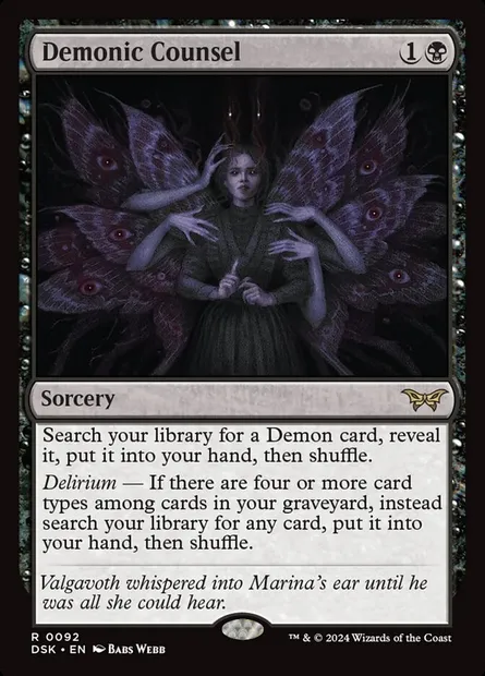 Demonic Counsel, Magic card DSK 92 — Duskmourn: House of Horror set