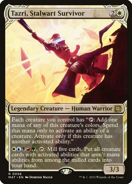 Tazri, Stalwart Survivor, Magic card MAT 56 — March of the Machine: The Aftermath set