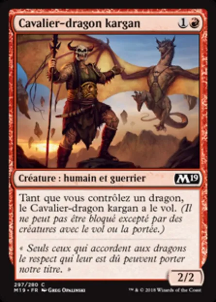 Cavalier-dragon kargan, carte Magic M19 297 — extension Core Set 2019