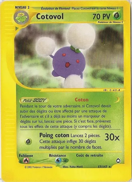 Cotovol, carte Pokémon AQ 17 — extension Aquapolis