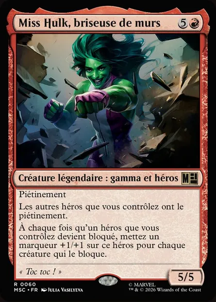 Miss Hulk, briseuse de murs, carte Magic MSC 60 — extension Marvel Super Heroes Commander