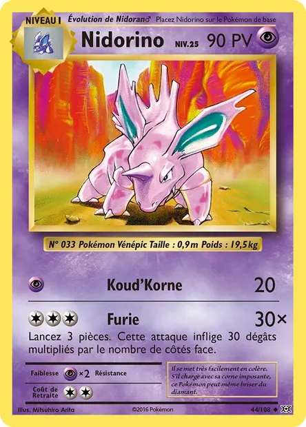 Nidorino, carte Pokémon EVO 44 — extension Évolutions