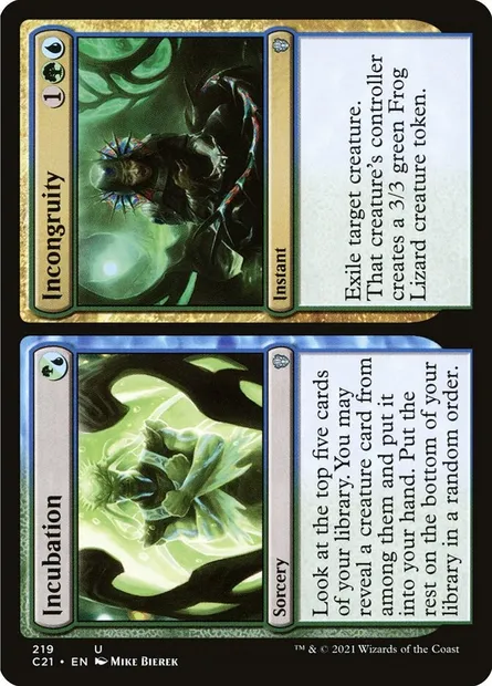 Incubation // Incongruité, carte Magic C21 219 — extension Commander 2021
