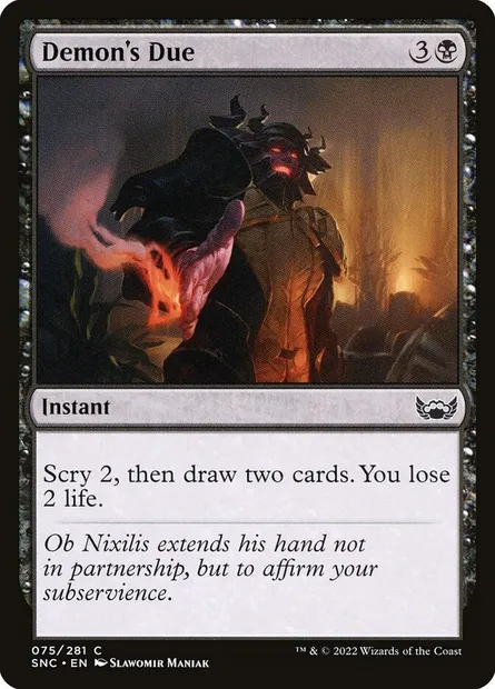 Demon's Due, Magic card SNC 75 — Streets of New Capenna set