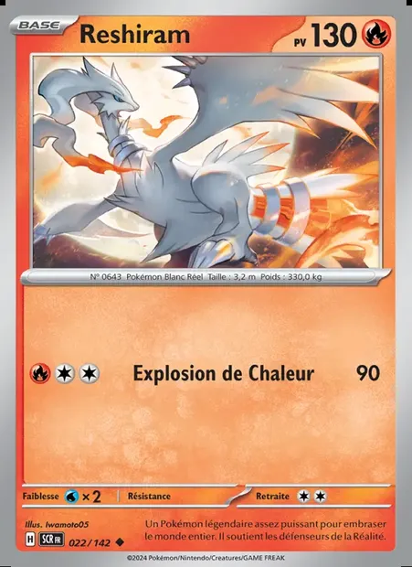 Reshiram, carte Pokémon SCR 022 — extension Couronne Stellaire