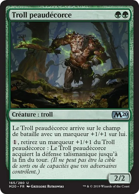 Troll peaudécorce, carte Magic M20 165 — extension Core Set 2020