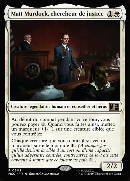 Matt Murdock, chercheur de justice, carte Magic MSC 602 — extension Marvel Super Heroes Commander