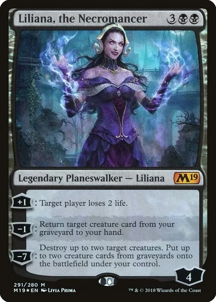 Liliana, the Necromancer, Magic card M19 291 — Core Set 2019 set