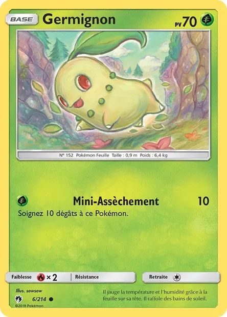 Germignon, carte Pokémon LOT 6 — extension Tonnerre Perdu