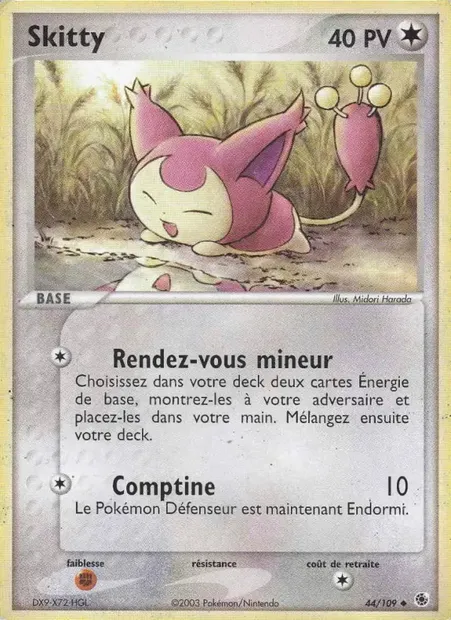 Skitty, carte Pokémon RS 44 — extension EX Rubis & Saphir