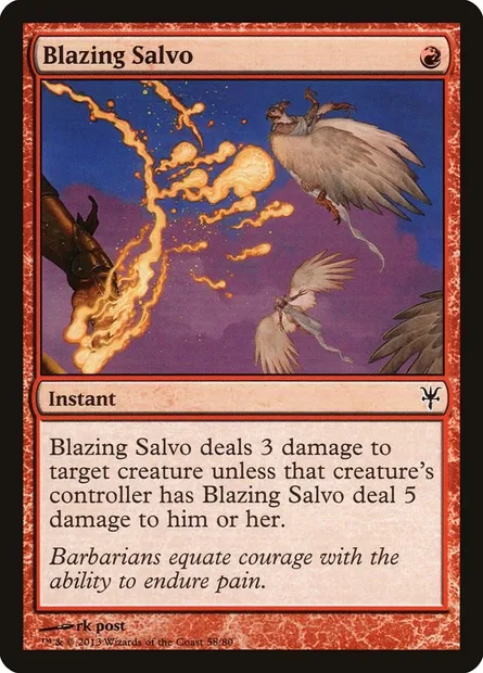 Salve brûlante, carte Magic DDK 58 — extension Duel Decks: Sorin vs. Tibalt