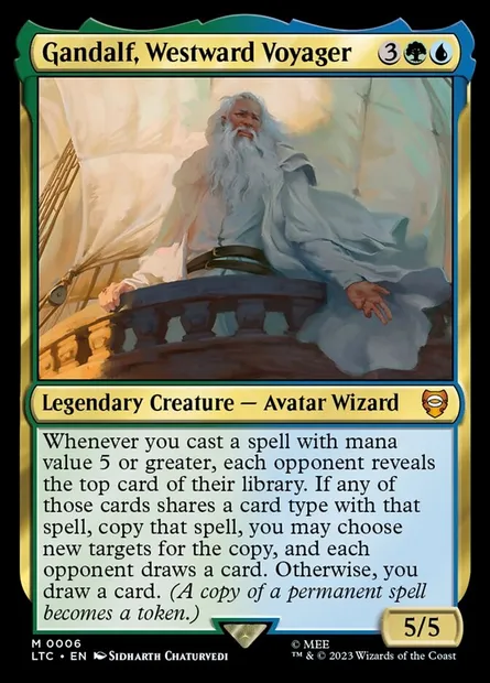 Gandalf, Westward Voyager, Magic card LTC 6 — Tales of Middle-earth Commander set