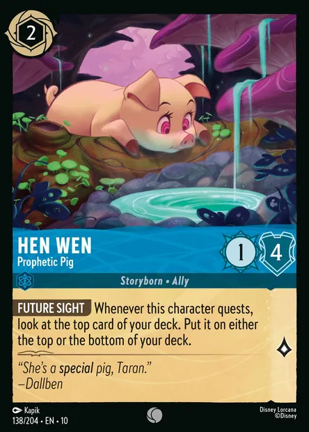 Hen Wen - Prophetic Pig, Disney Lorcana card CH10-138 — Whispers in the Well set