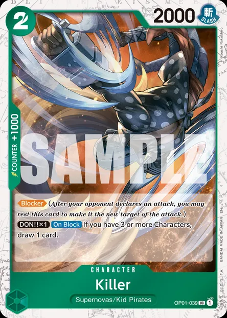 Killer, One Piece card OP01-039 — ROMANCE DAWN set