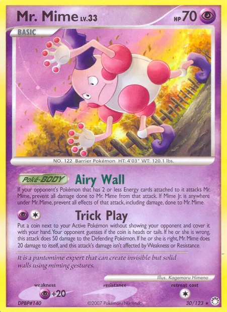 Mr. Mime, Pokémon card MT 30 — Mysterious Treasures set
