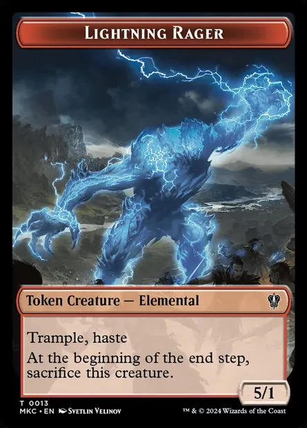 Lightning Rager, carte Magic TMKC 13 — extension Murders at Karlov Manor Commander Tokens