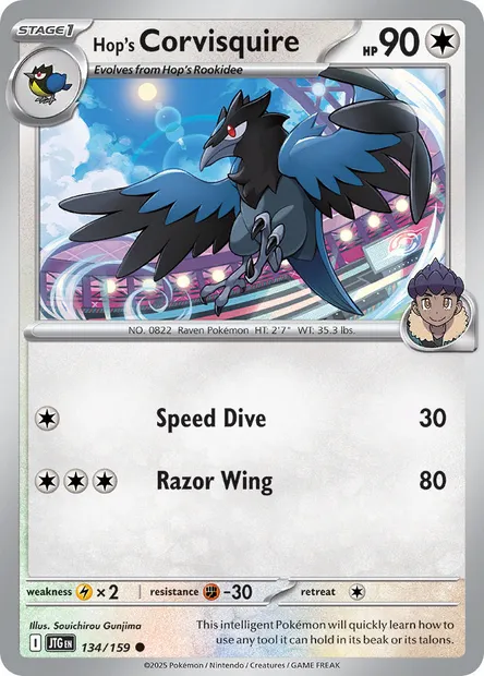 Hop's Corvisquire, Pokémon card JTG 134 — Journey Together set