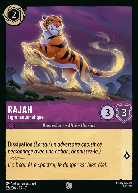 Rajah - Tigre fantomatique, carte Disney Lorcana CH7-062 — extension L'île d'Archazia