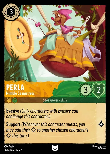 Perla - Nimble Seamstress, Disney Lorcana card CH7-032 — Archazia's Island set