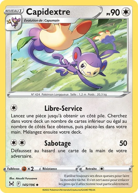 Capidextre, carte Pokémon LOR 145 — extension Origine Perdue