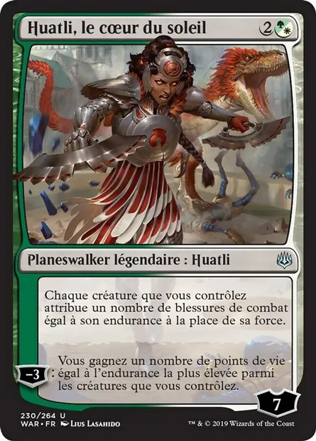 Huatli, le cœur du soleil, carte Magic WAR 230 — extension La guerre des Planeswalkers