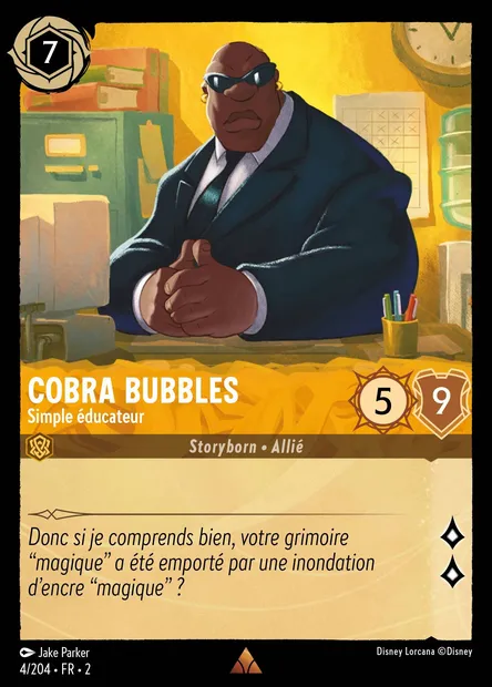 Cobra Bubbles - Simple éducateur, carte Disney Lorcana CH2-004 — extension L'Ascension des Floodborn