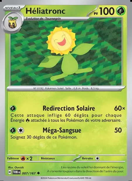 Héliatronc, carte Pokémon TWM 007 — extension Mascarade Crépusculaire