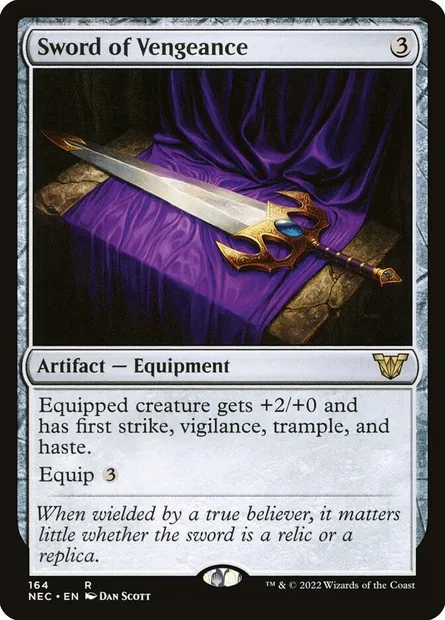 Sword of Vengeance, Magic card NEC 164 — Neon Dynasty Commander set