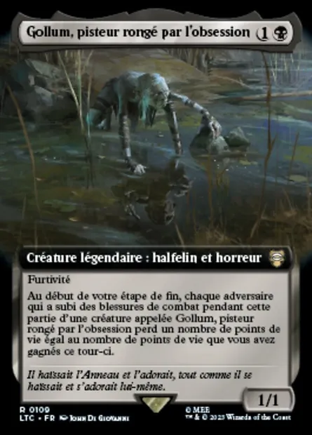 Gollum, pisteur rongé par l'obsession, carte Magic LTC 109 — extension Tales of Middle-earth Commander