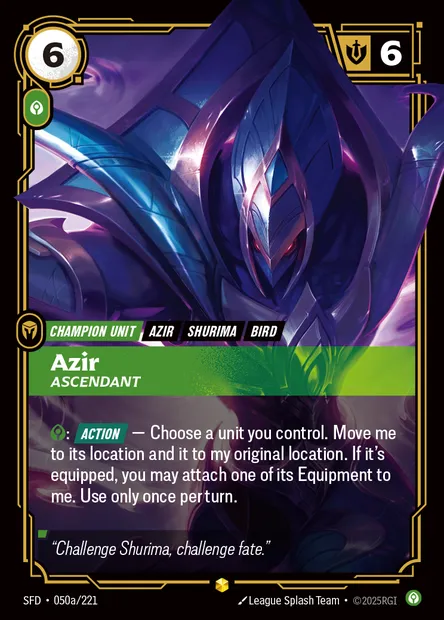 Azir, carte Riftbound SFD 050a — extension Spiritforged