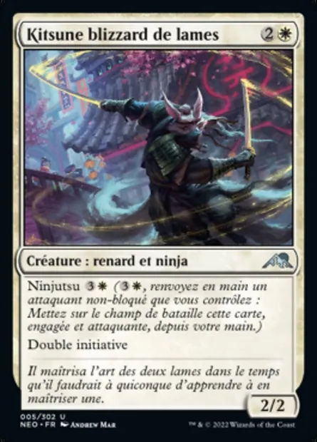 Kitsune blizzard de lames, carte Magic NEO 5 — extension Kamigawa: La Dynastie Néon